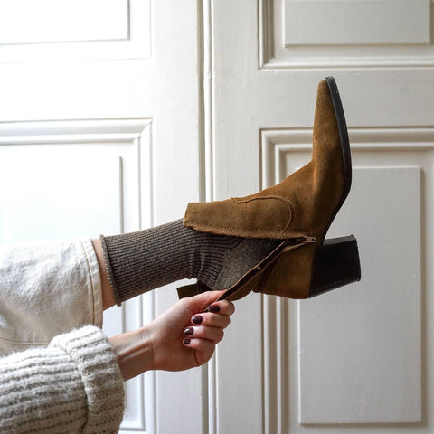 KLUE Glitter Lurex Socks | caramel