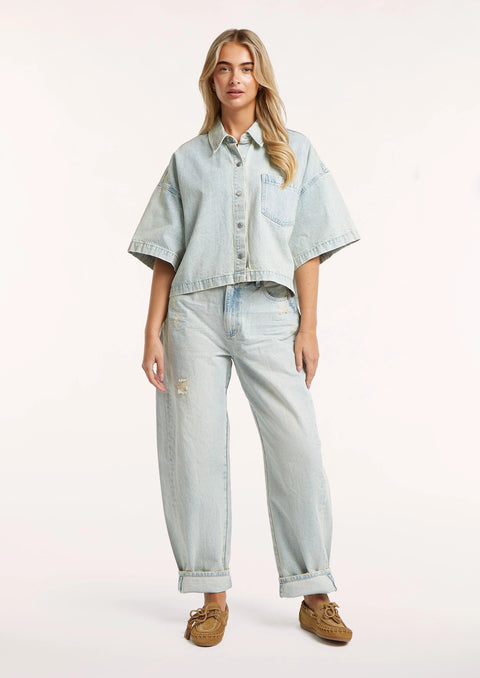 CIRCLE OF TRUST Denver Blouse I Carribean Blue Wash