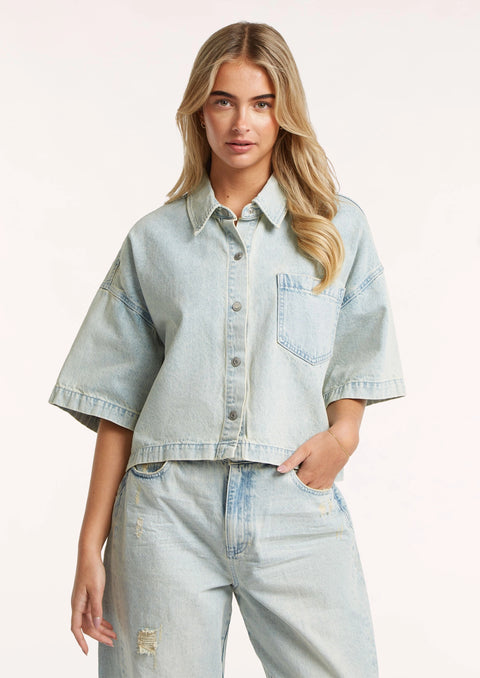 CIRCLE OF TRUST Denver Blouse I Carribean Blue Wash