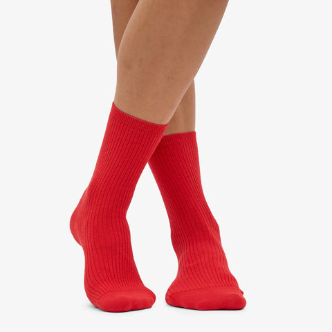 COLORFUL STANDARD Merino Wool Blend Sock red tangerine