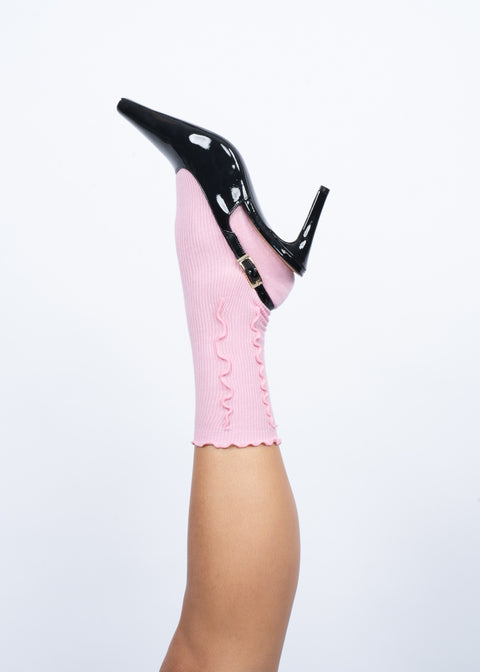 SUI AVA Ruffle Pastel Socks - pastel pink