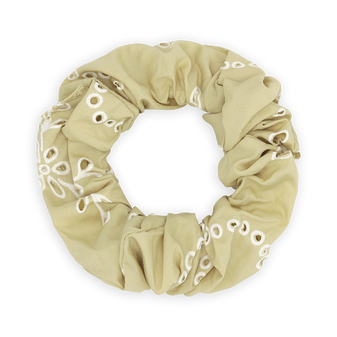 SUI AVA Floral Broderie Scrunchie - pistachio
