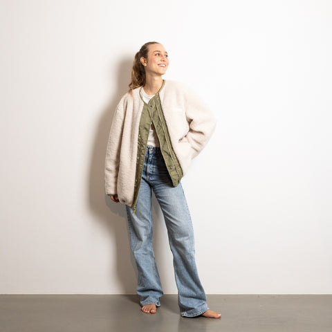 VIVI MARI Reversible Bomber Jacket - pale olive/sand