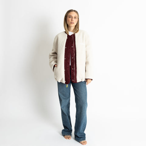 VIVI MARI Reversible Bomber Jacket - wine red/sand
