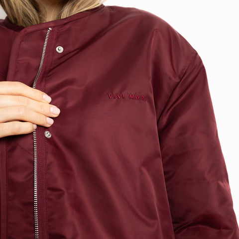 VIVI MARI Reversible Bomber Jacket - wine red/sand