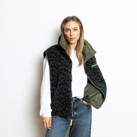 VIVI MARI Reversible Bomber Vest - olive/leo navy-olive