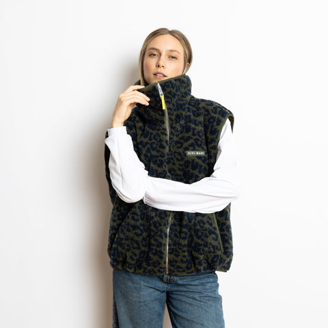 VIVI MARI Reversible Bomber Vest - olive/leo navy-olive