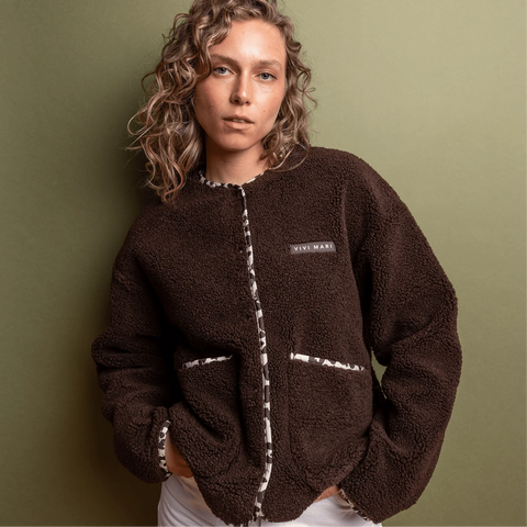 VIVI MARI Teddy Fleece Jacket - chocolate