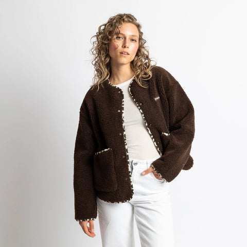 VIVI MARI Teddy Fleece Jacket - chocolate