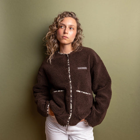 VIVI MARI Teddy Fleece Jacket - chocolate