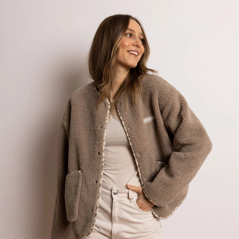 VIVI MARI Teddy Fleece Jacket - mushroom