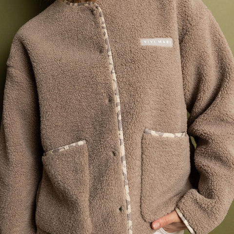 VIVI MARI Teddy Fleece Jacket - mushroom