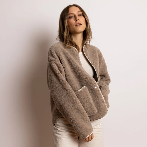 VIVI MARI Teddy Fleece Jacket - mushroom