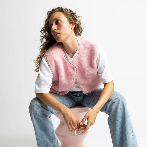 VIVI MARI Teddy Fleece Vest - candy pale pink