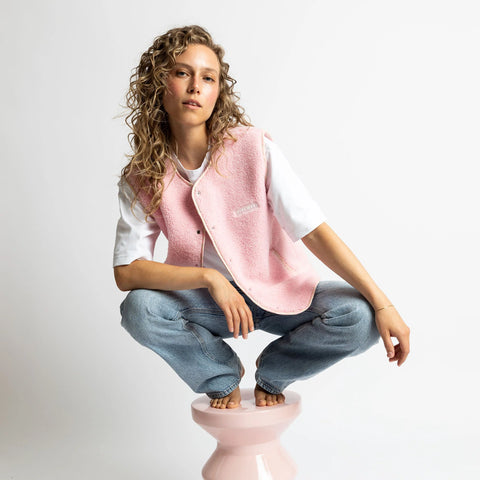 VIVI MARI Teddy Fleece Vest - candy pale pink