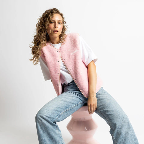 VIVI MARI Teddy Fleece Vest - candy pale pink
