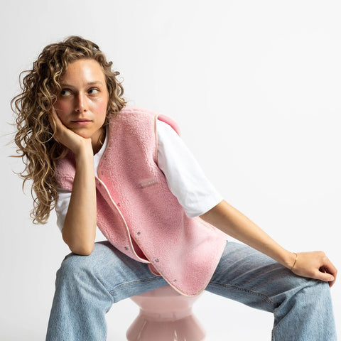 VIVI MARI Teddy Fleece Vest - candy pale pink