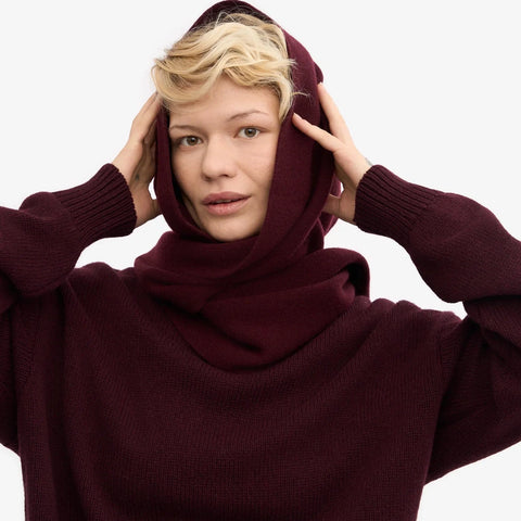 COLORFUL STANDARD Merino Wool Scarf oxblood red