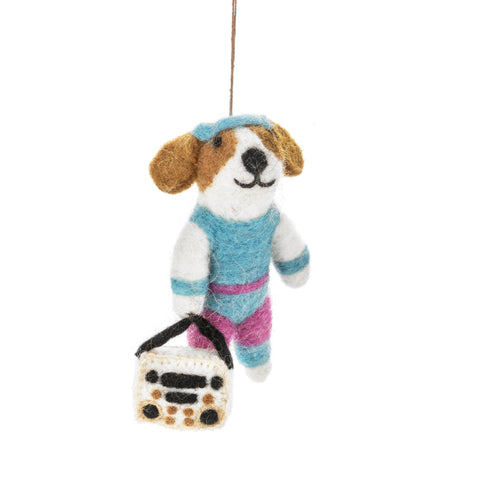 Handmade Felt 80's Party Pooch Hanging Decoration