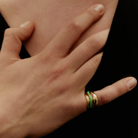 Maria Black_Soma Ring gold_Vayu Ring gold_ Aura Ring