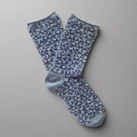 KLUE Glitter Lurex Socks | leopard grey