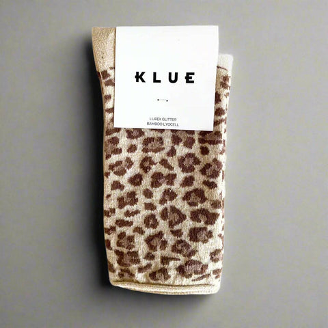 KLUE Glitter Lurex Socks | leopard beige