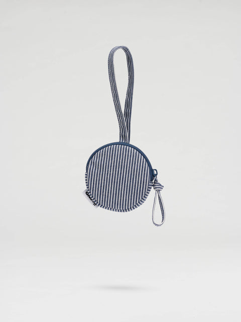 ÖLEND Circular Mini Purse - cotton navy stripe