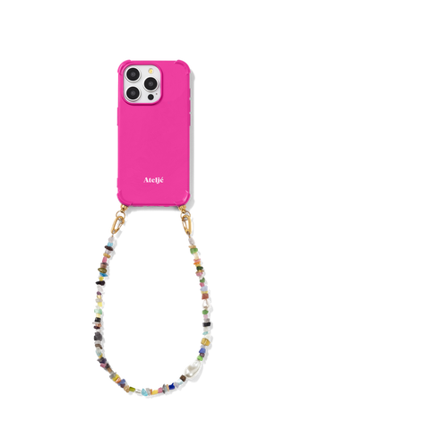 Ateljé Poppy Pink recycled iPhone Case Hidden Gem Cord