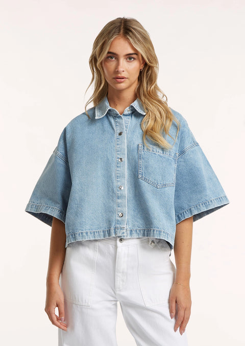 CIRCLE OF TRUST Denver Blouse I Blue Boheme Wash