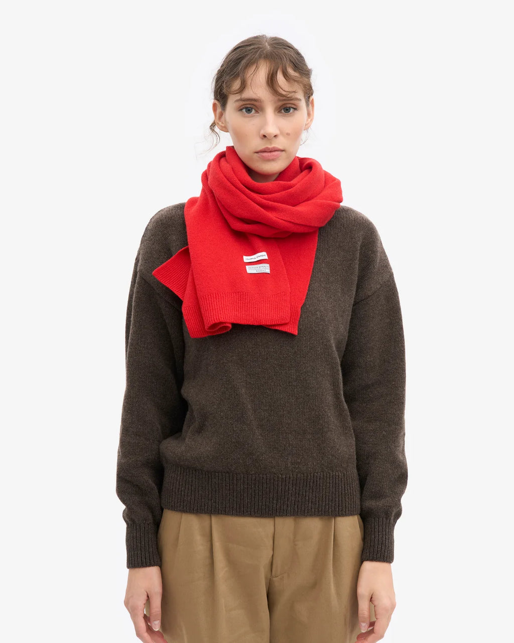 COLORFUL STANDARD Merino Wool Scarf red tangerine