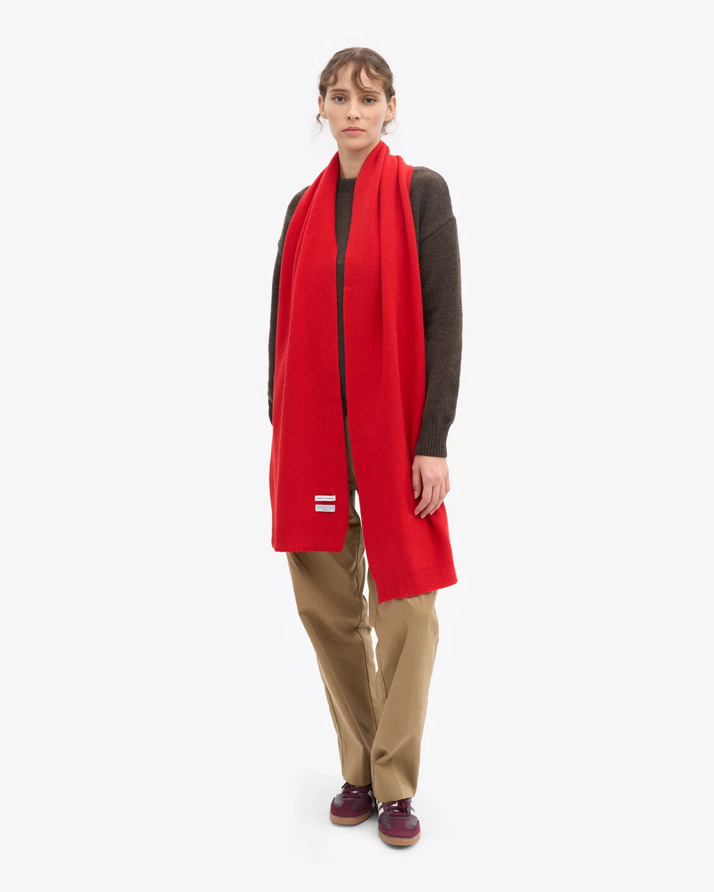 COLORFUL STANDARD Merino Wool Scarf red tangerine
