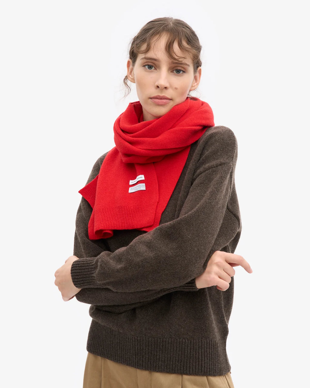 COLORFUL STANDARD Merino Wool Scarf red tangerine