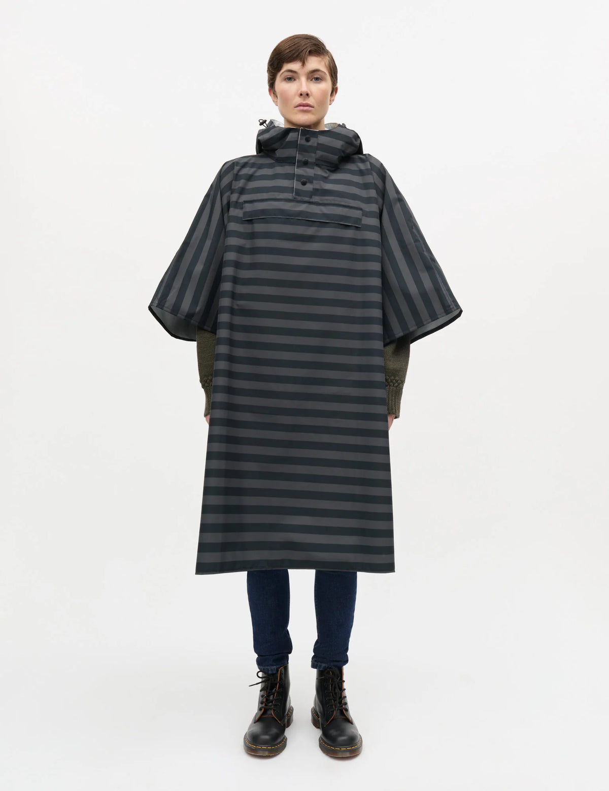 MADS NØRGAARD Rainy Scape Cape - stripe aop/black