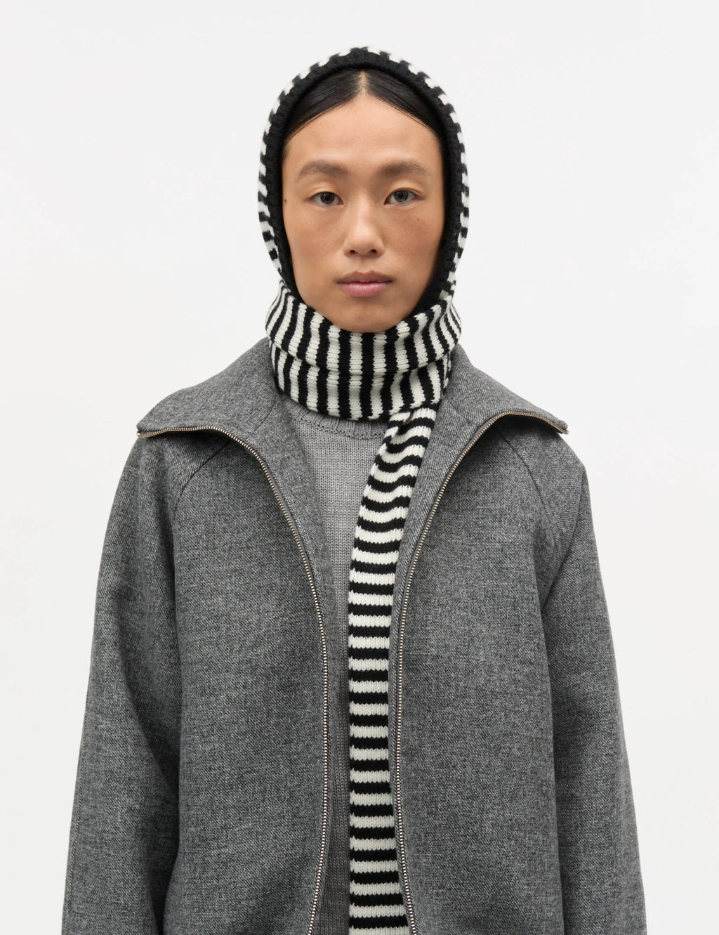 MADS NØRGAARD One Wool Freja Hooded Scarf - black/vanilla ice