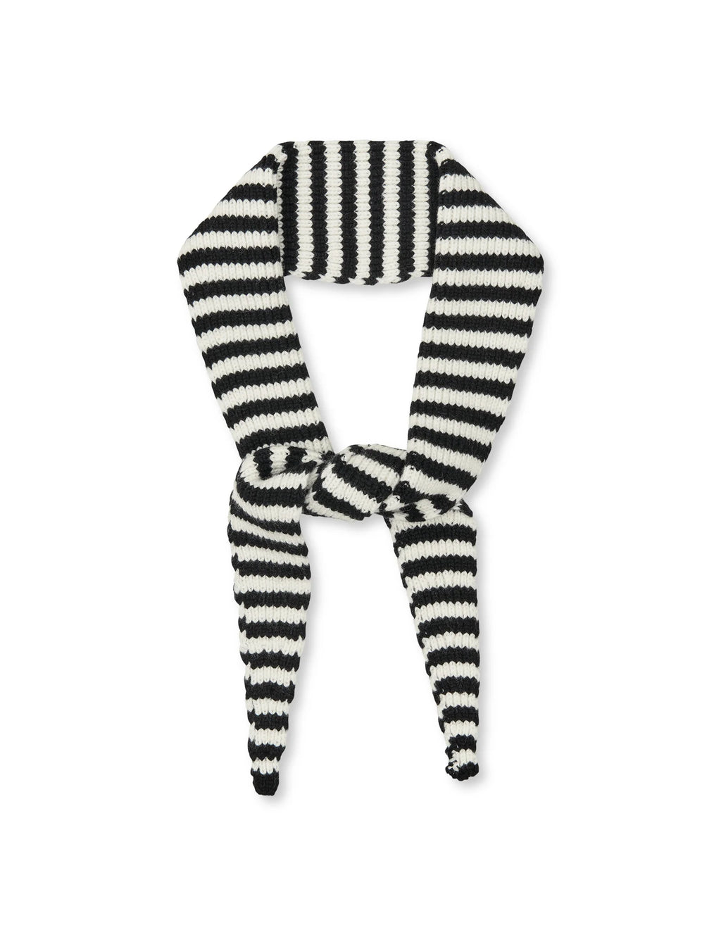 MADS NØRGAARD One Wool Momo Stripe Scarf - black/vanilla ice