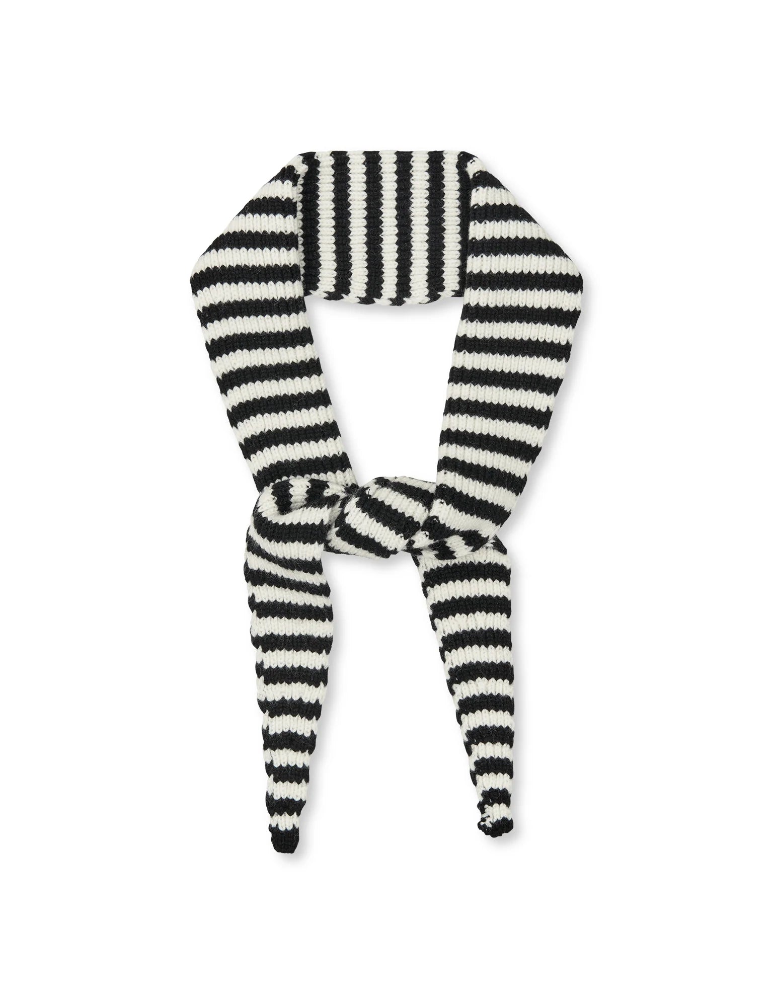 MADS NØRGAARD One Wool Momo Stripe Scarf - black/vanilla ice