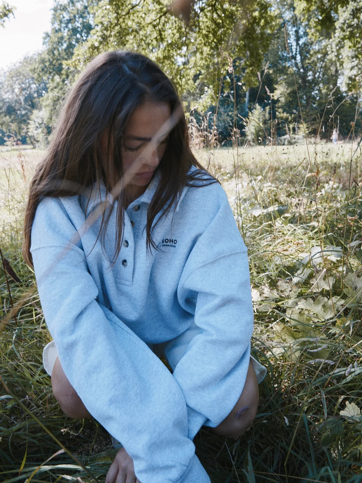 HEY SOHO POLO SWEATSHIRT I grey melange