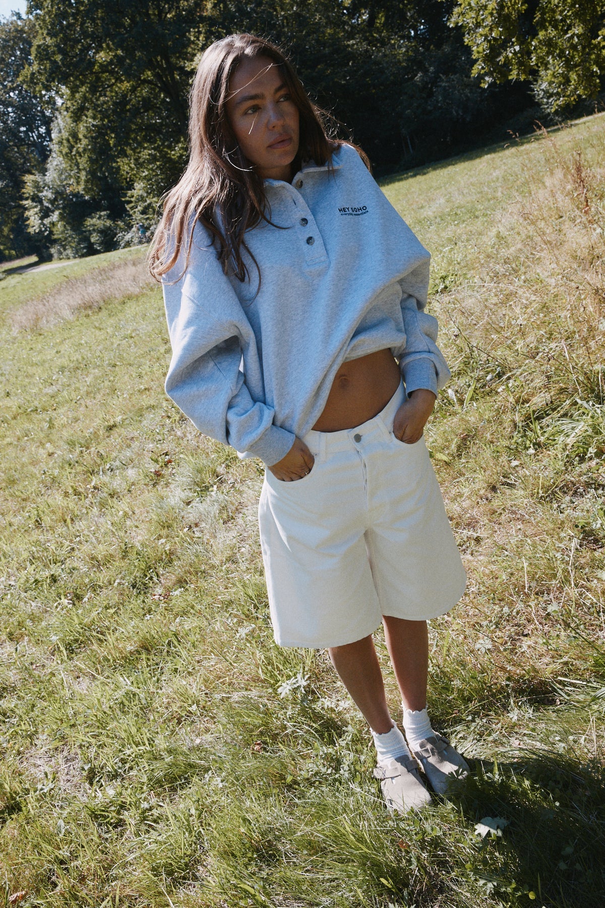 HEY SOHO POLO SWEATSHIRT I grey melange