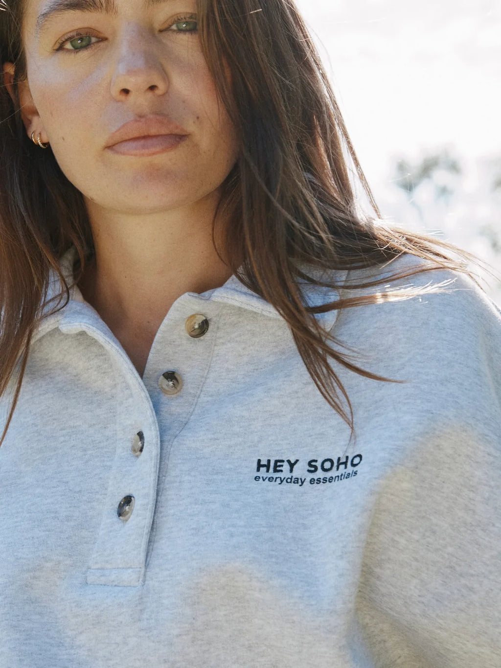 HEY SOHO POLO SWEATSHIRT I grey melange