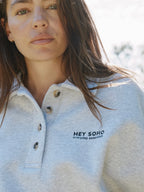 HEY SOHO POLO SWEATSHIRT I grey melange