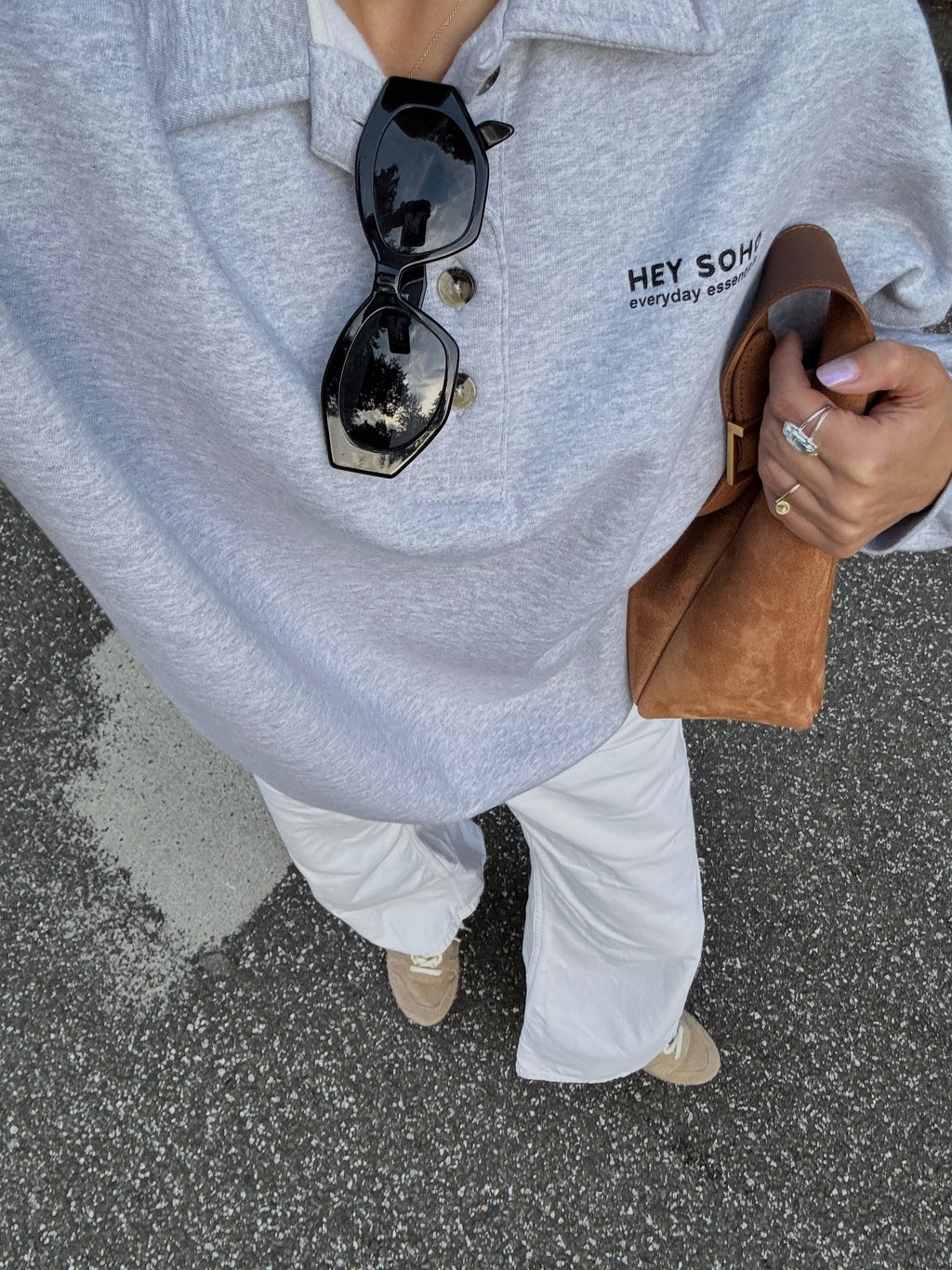 HEY SOHO POLO SWEATSHIRT I grey melange