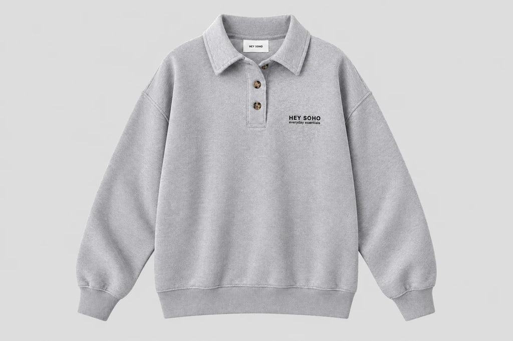 HEY SOHO POLO SWEATSHIRT I grey melange