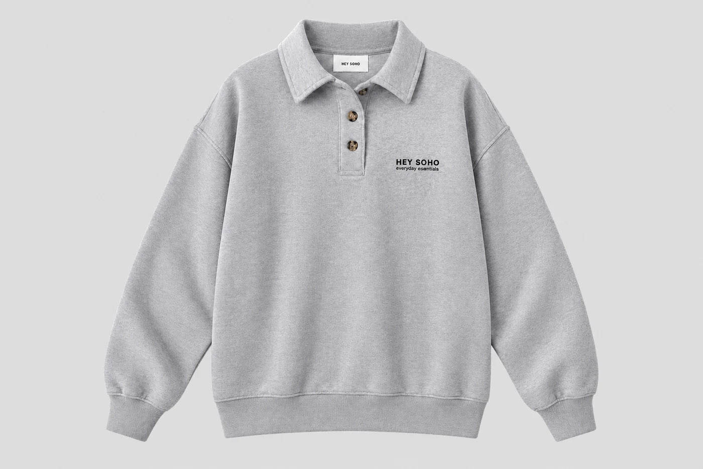 HEY SOHO POLO SWEATSHIRT I grey melange