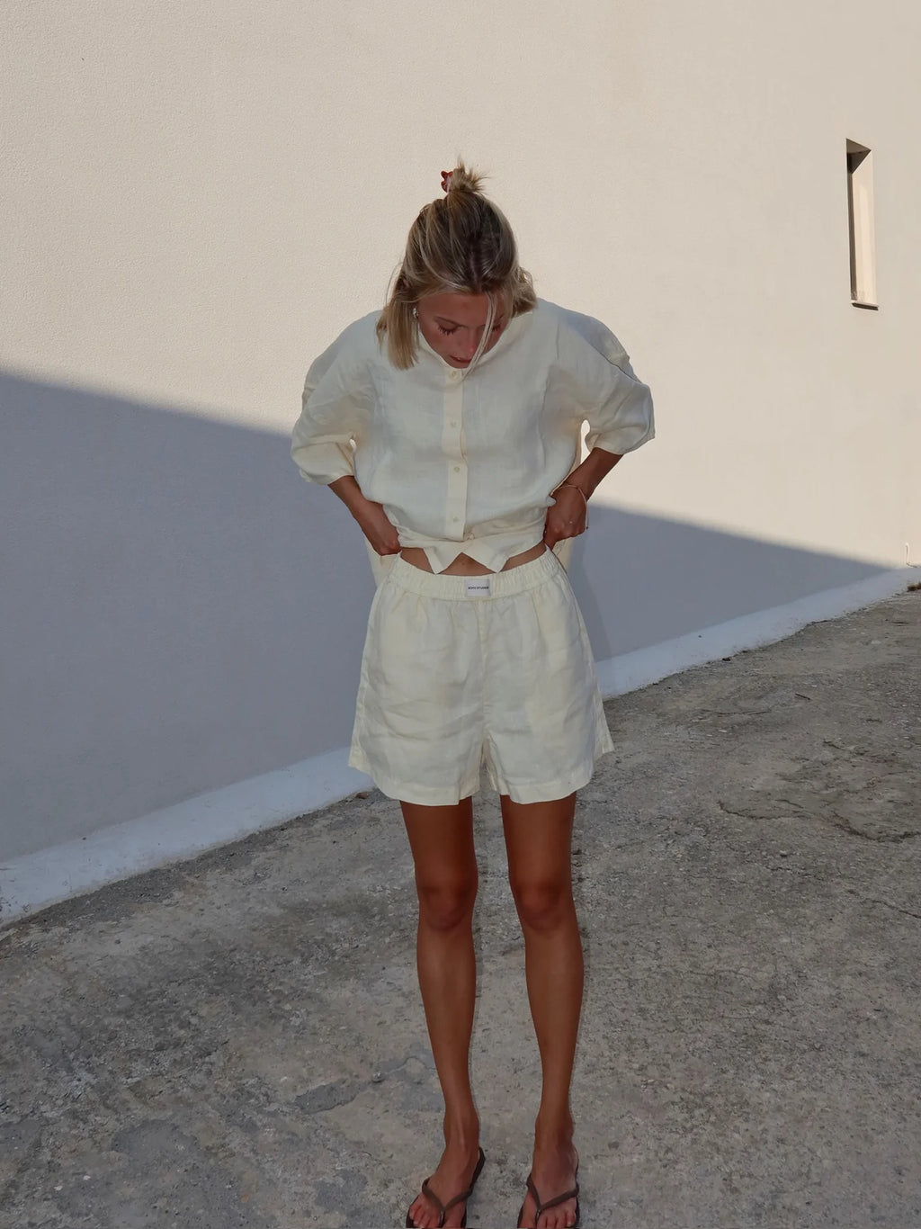 SOHO STUDIOS FILIPA LINEN SHORTS butter yellow