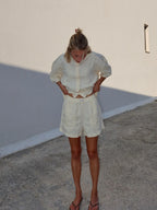 SOHO STUDIOS FILIPA LINEN SHORTS butter yellow