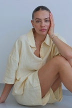 SOHO STUDIOS FILIPA LINEN SHORTS butter yellow