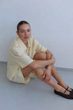 SOHO STUDIOS FILIPA LINEN SHORTS butter yellow
