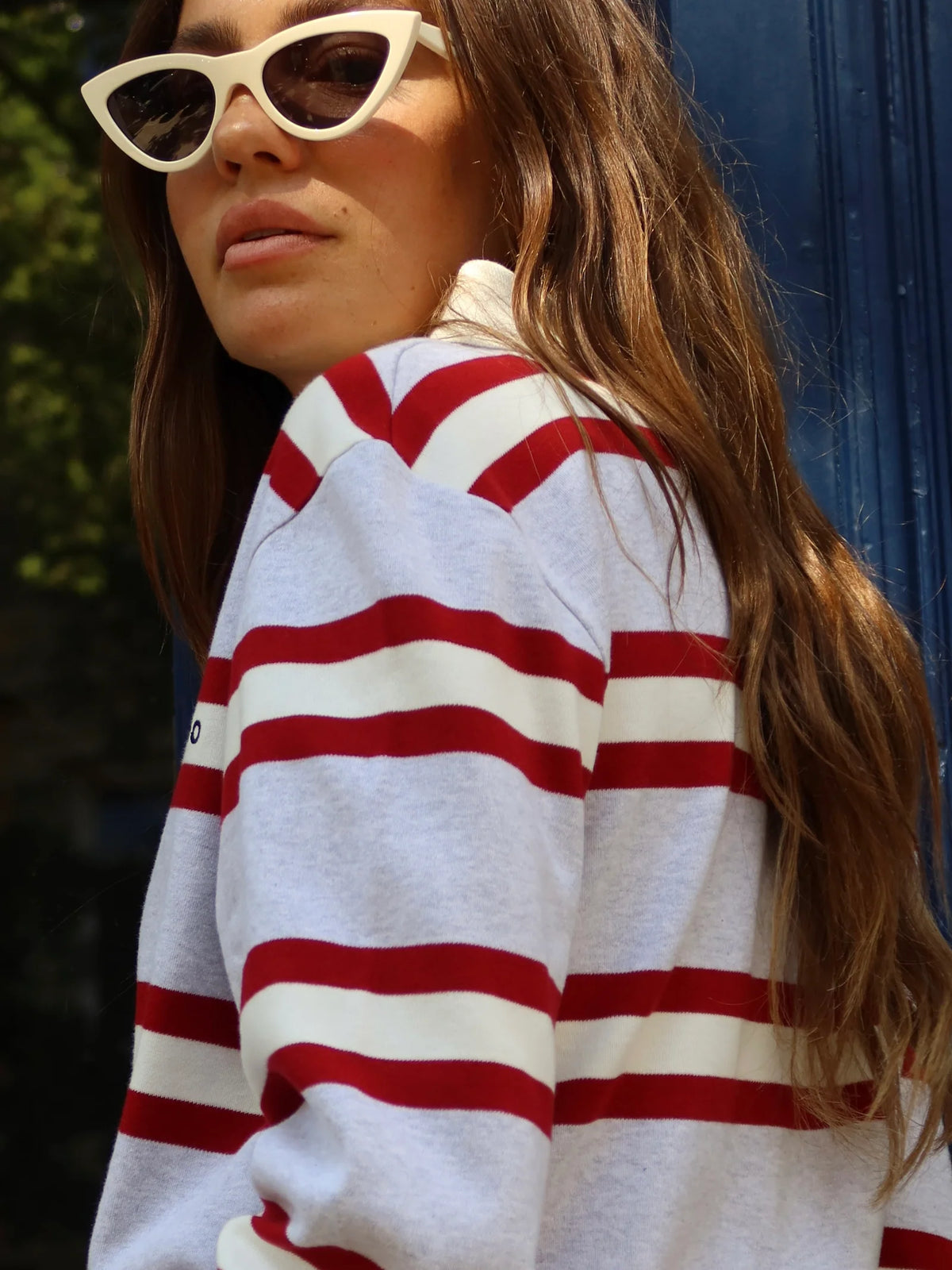 HEY SOHO STRIPED POLO I burgundy I off white I grey