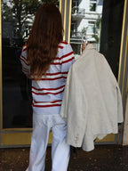 HEY SOHO STRIPED POLO I burgundy I off white I grey