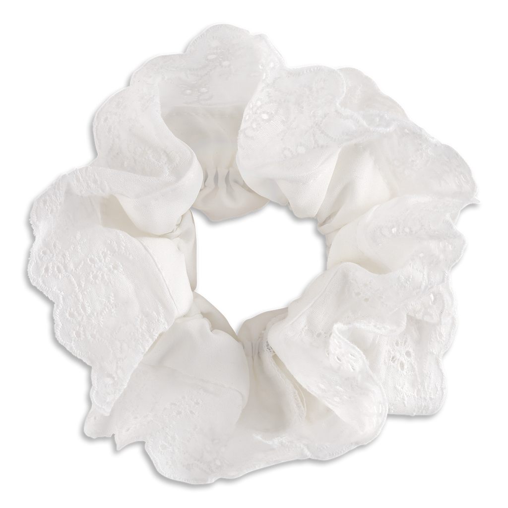 SUI AVA Broderie Scrunchie - bright white